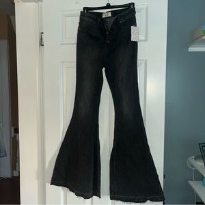Free People Galaxy Black Denim Flare Jeans